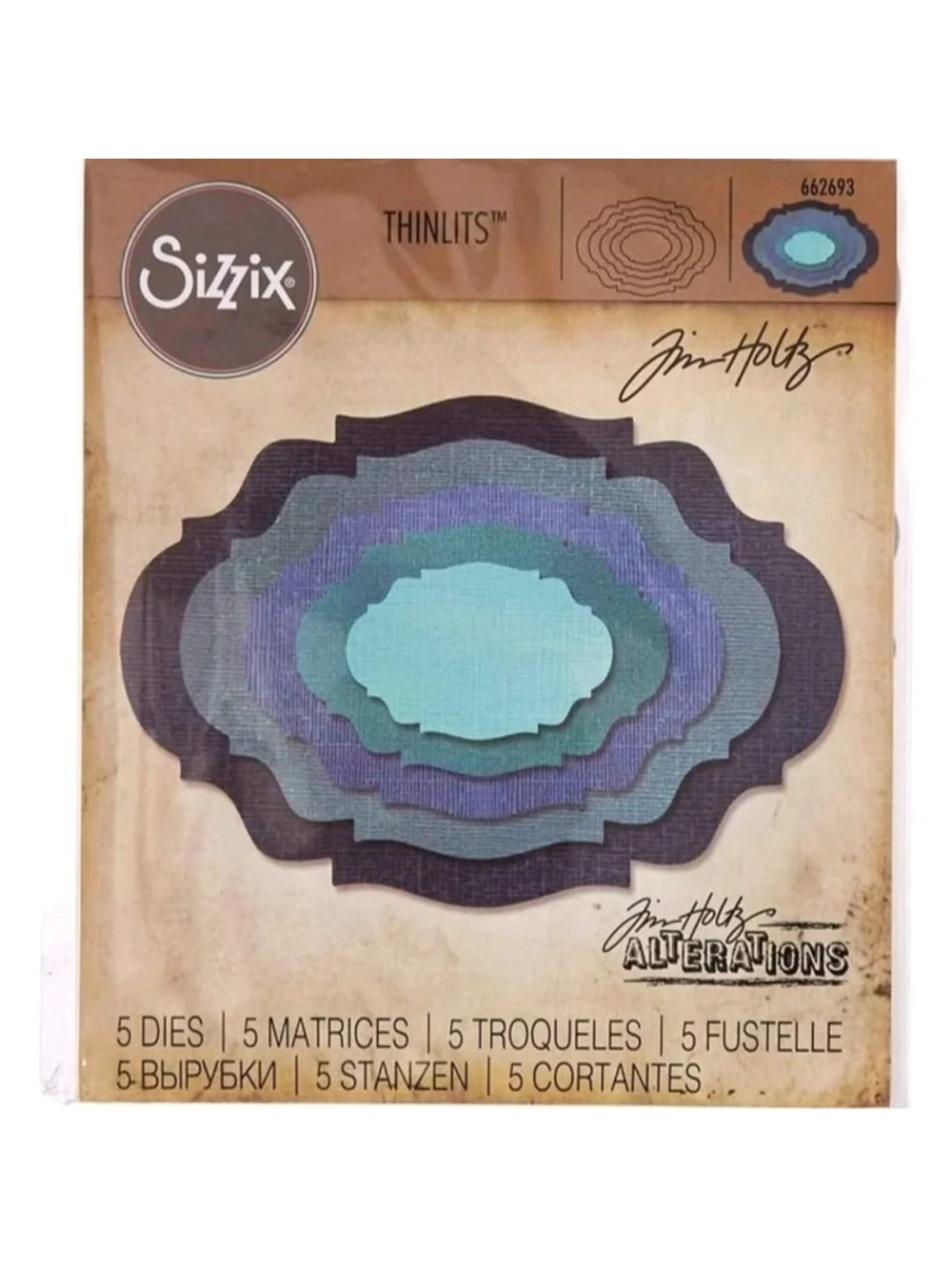 Retired Sizzix Thinlits Tim Holtz 662693 Stacked Baroque Rare Die Cuts